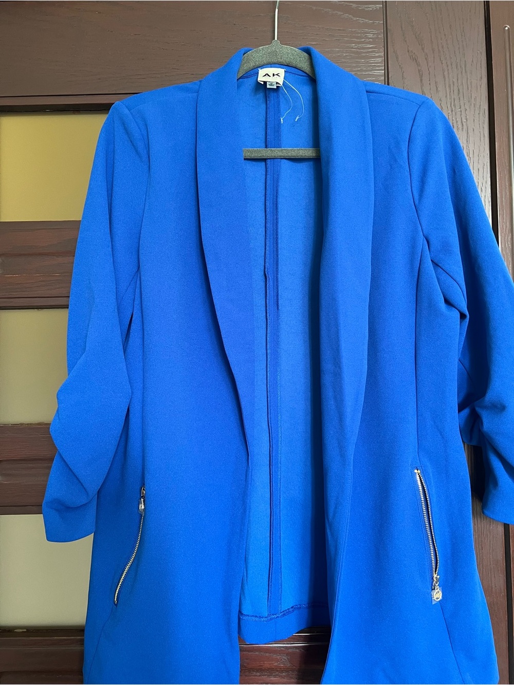 Anne Klein Royal Blue Open-Front Blazer with Zip Pockets